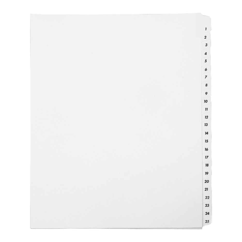 SKILCRAFT® Index Divider Sheets With Numerical Tabs, 1-25,