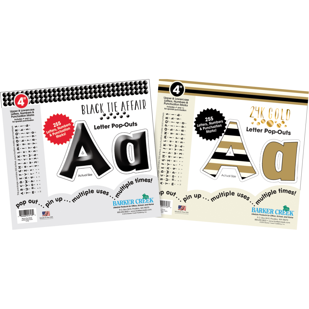 Barker Creek Letter And Number Pop-Outs, 4", 2