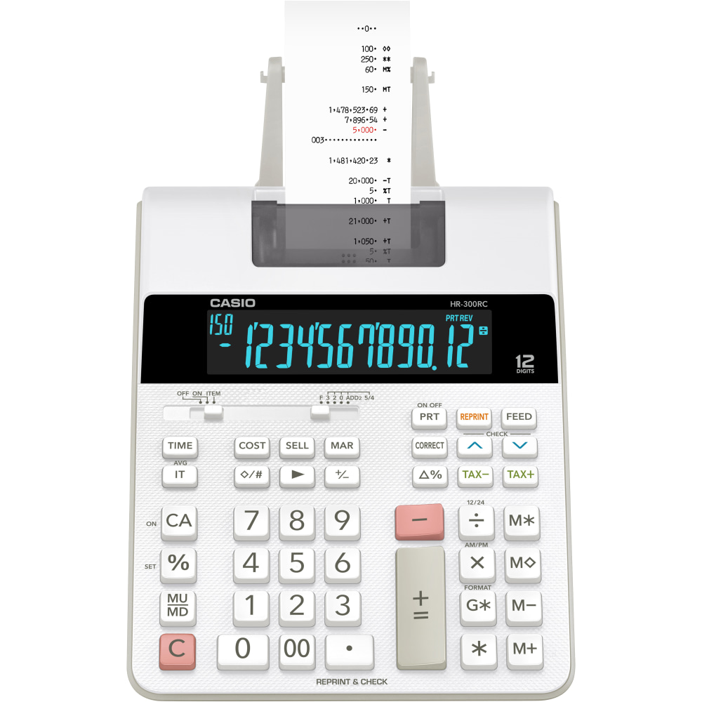 Casio® HR-300RC Desktop 2-Color Printing Calculator