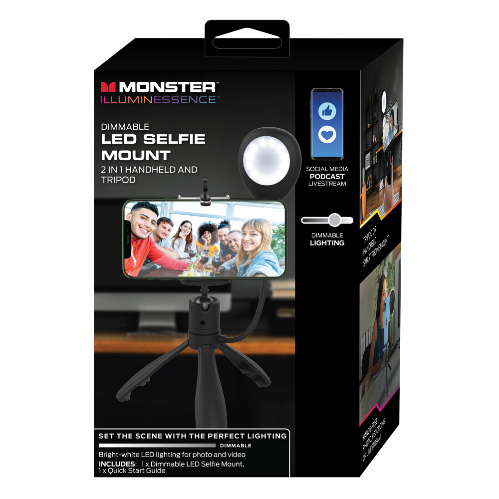 Monster 2-In-1 LED Plastic Selfie Handheld/Tripod Mount For