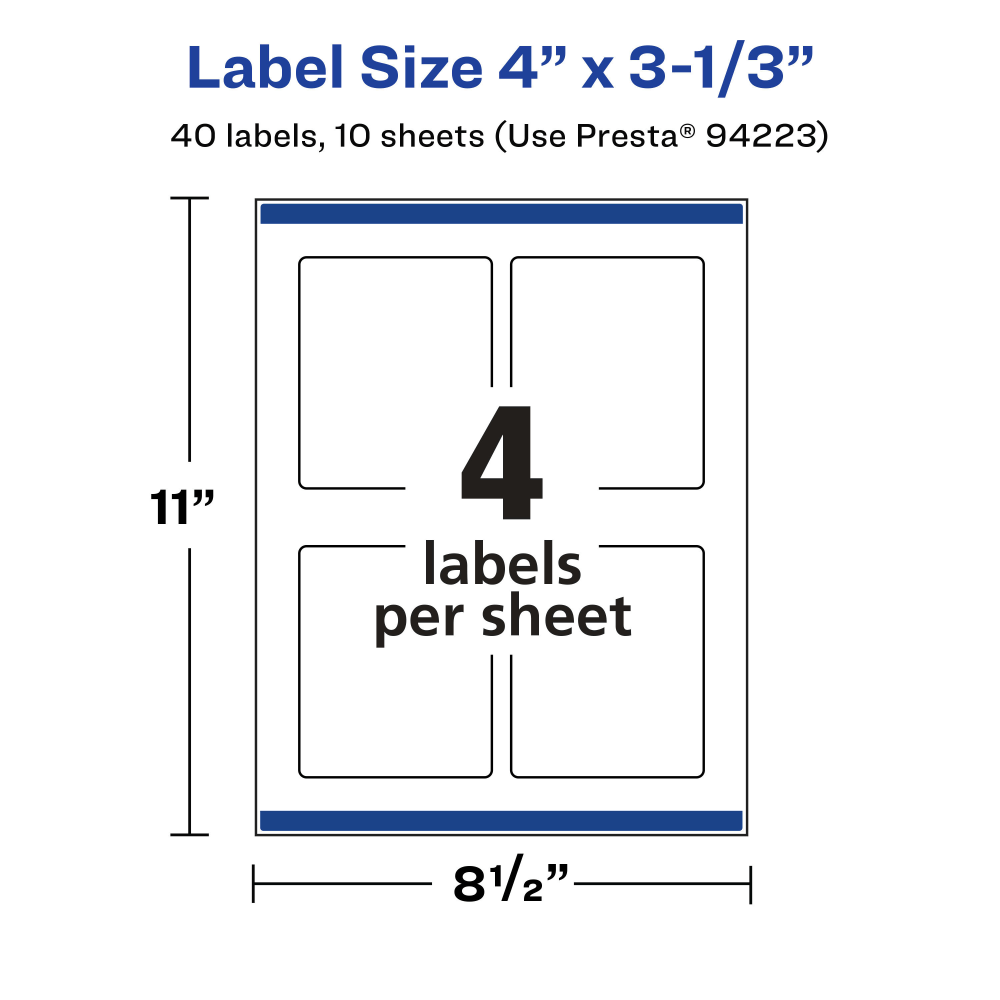 Avery® Glossy Permanent Labels With Sure Feed®, 94223-CGF10,