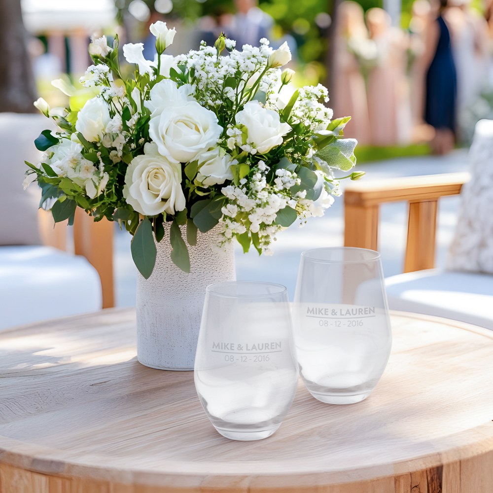 POD Etched Stemless Wine Glass 11.5 Oz.