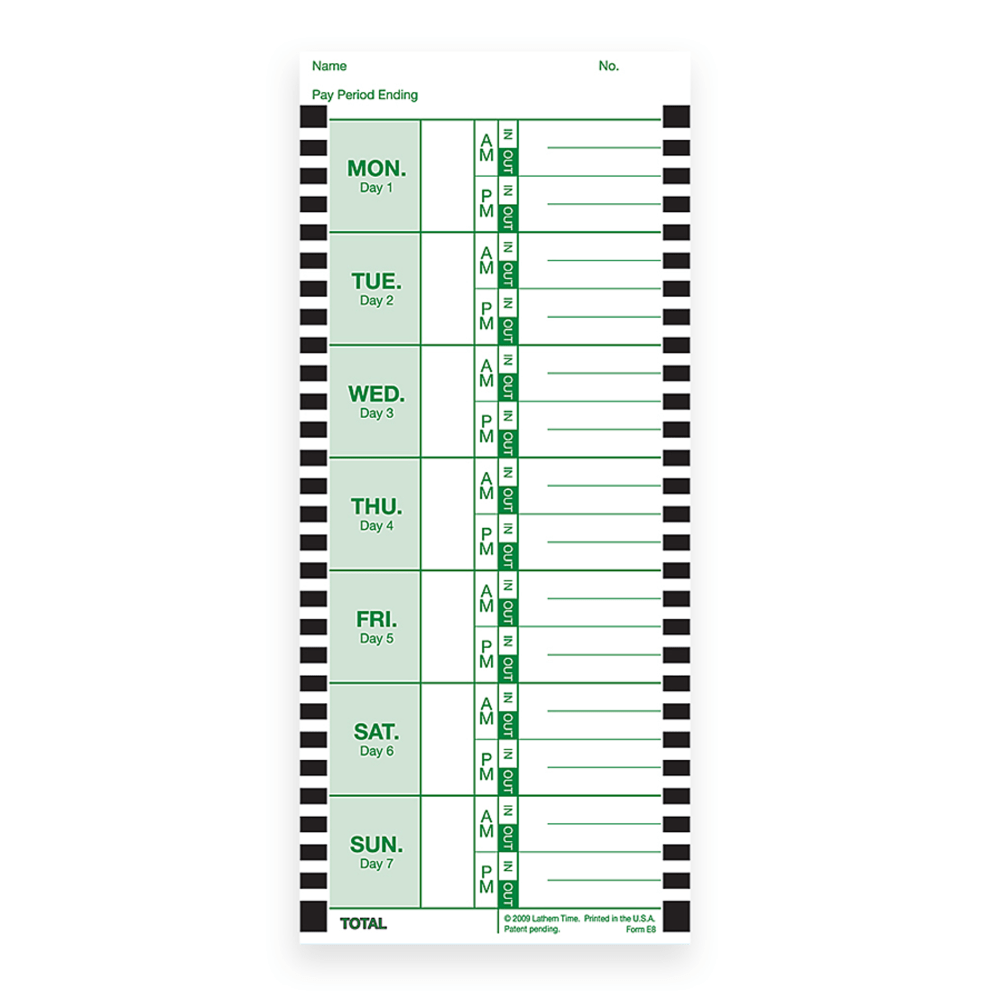 Pyramid Time System 100PK Authentic Time Cards 44100 10 4410010