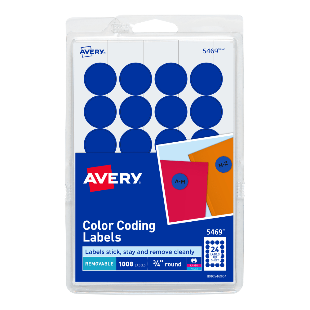 Avery Removable Color Coding Labels 5468 Round 34 Diameter Neon