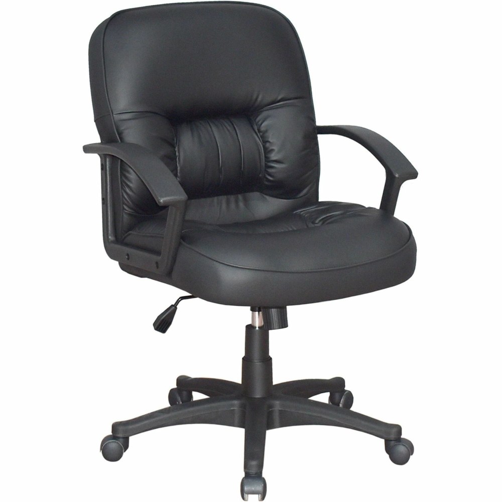 Realspace Modern Comfort Delagio Bonded Leather Mid Back Managers Chair BlackSilver Office Depot