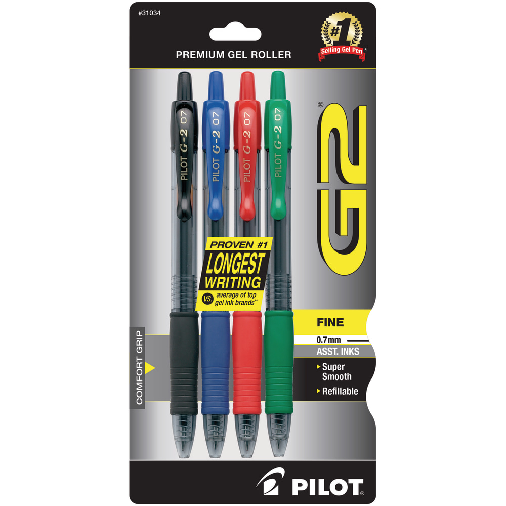 Pilot G2 SmileyWorld Gel Pens Fine Point 0.7mm Black Ink Pack of 4