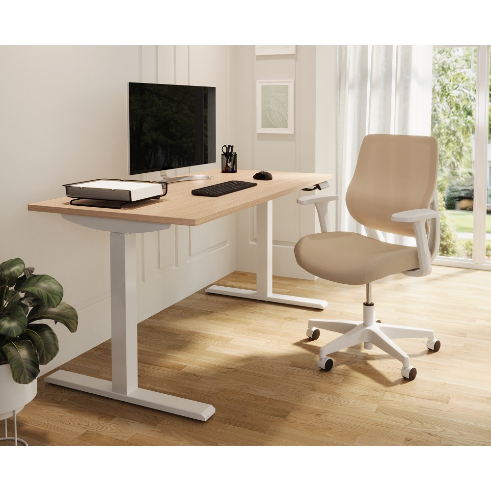 FlexiSpot E7 55 W Height Adjustable Standing Desk BambooWhite