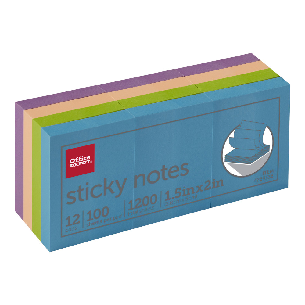 Office Depot Brand Sticky Notes 3 x 3 Assorted Neon Colors