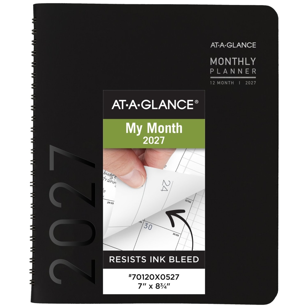 2025 AT A GLANCE Contemporary Monthly Planner 7 x 8 34 Black