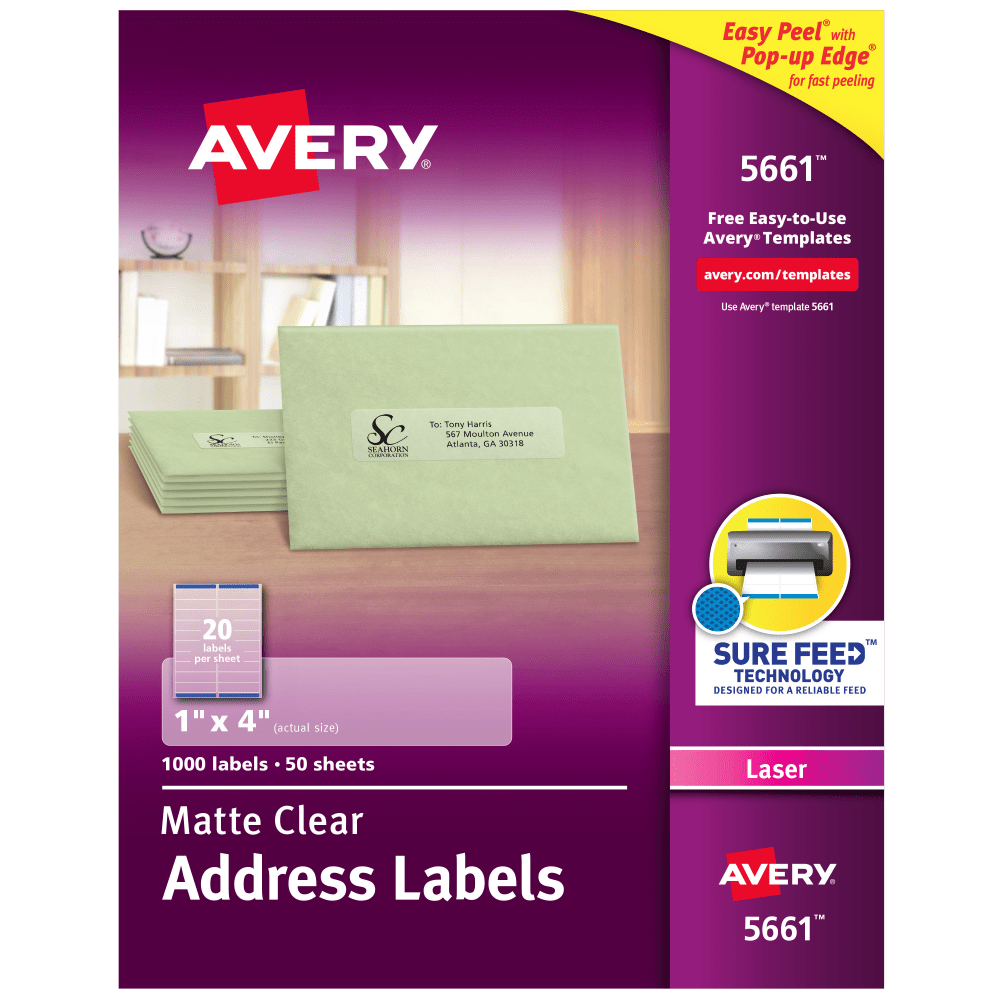 Every@簡易包装ページ Avery Matte Address Labels With Sure Feed Technology 18660