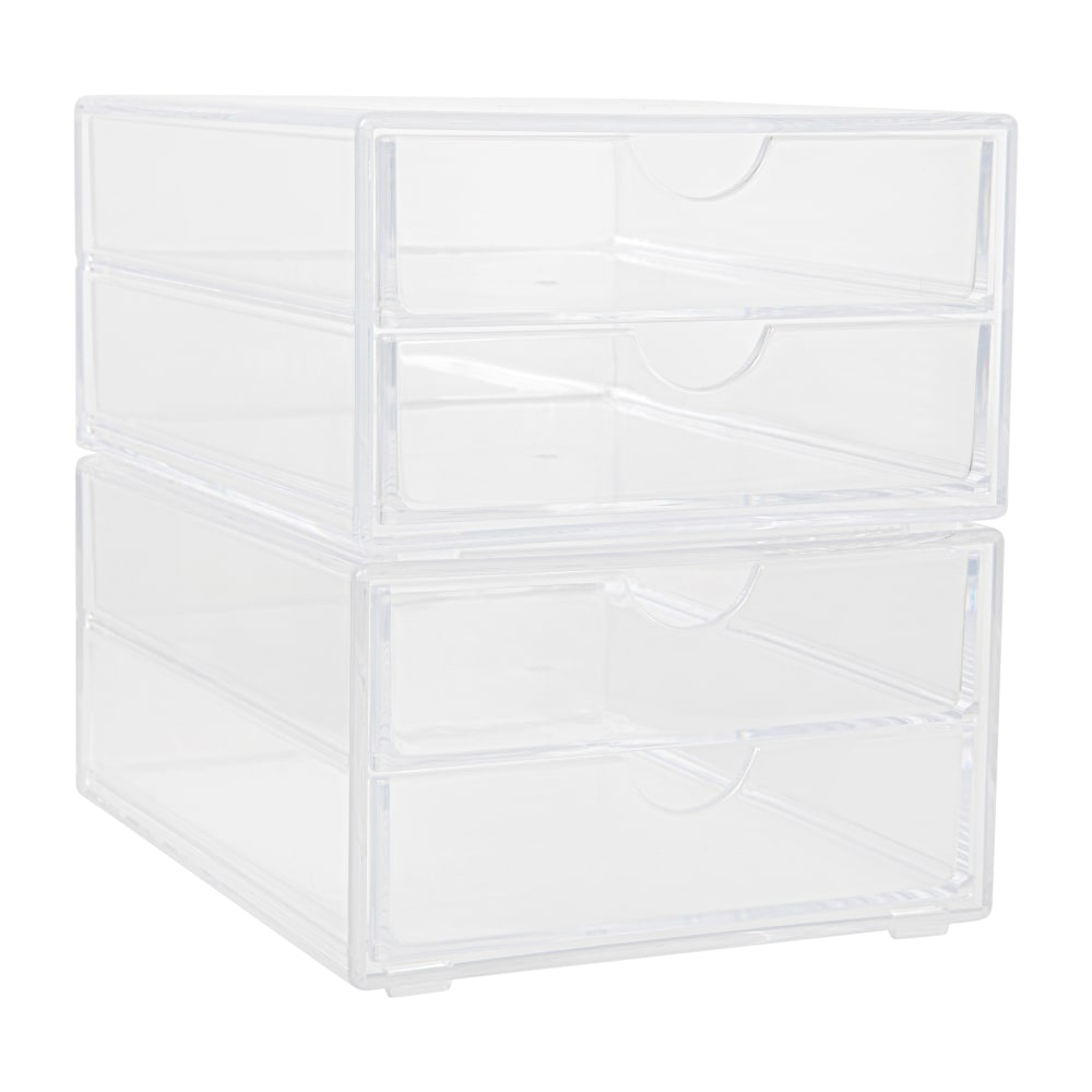 Deflecto Stackable Cube With 4 Drawers 6 H x 6 W x 7 18 D Clear