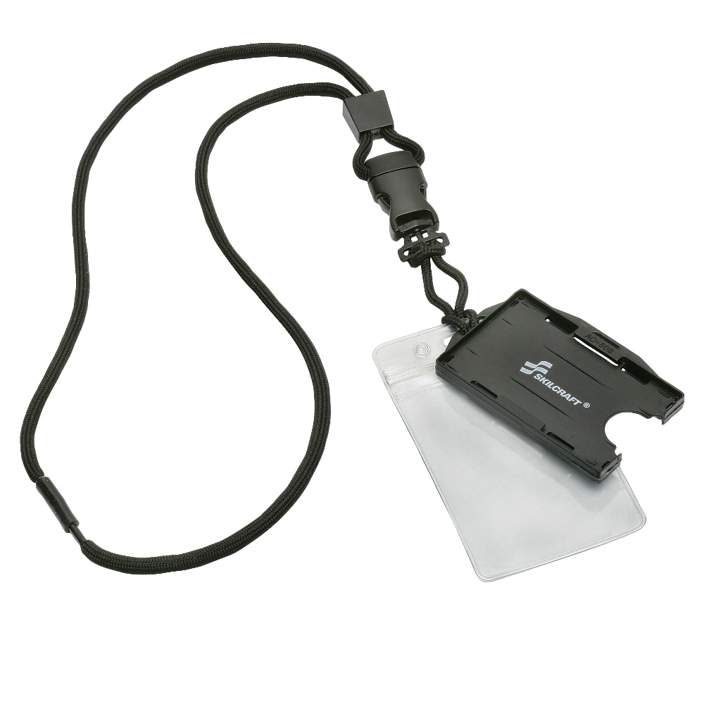 Advantus Deluxe Lanyard with J Hook Black Box of 24 - Office