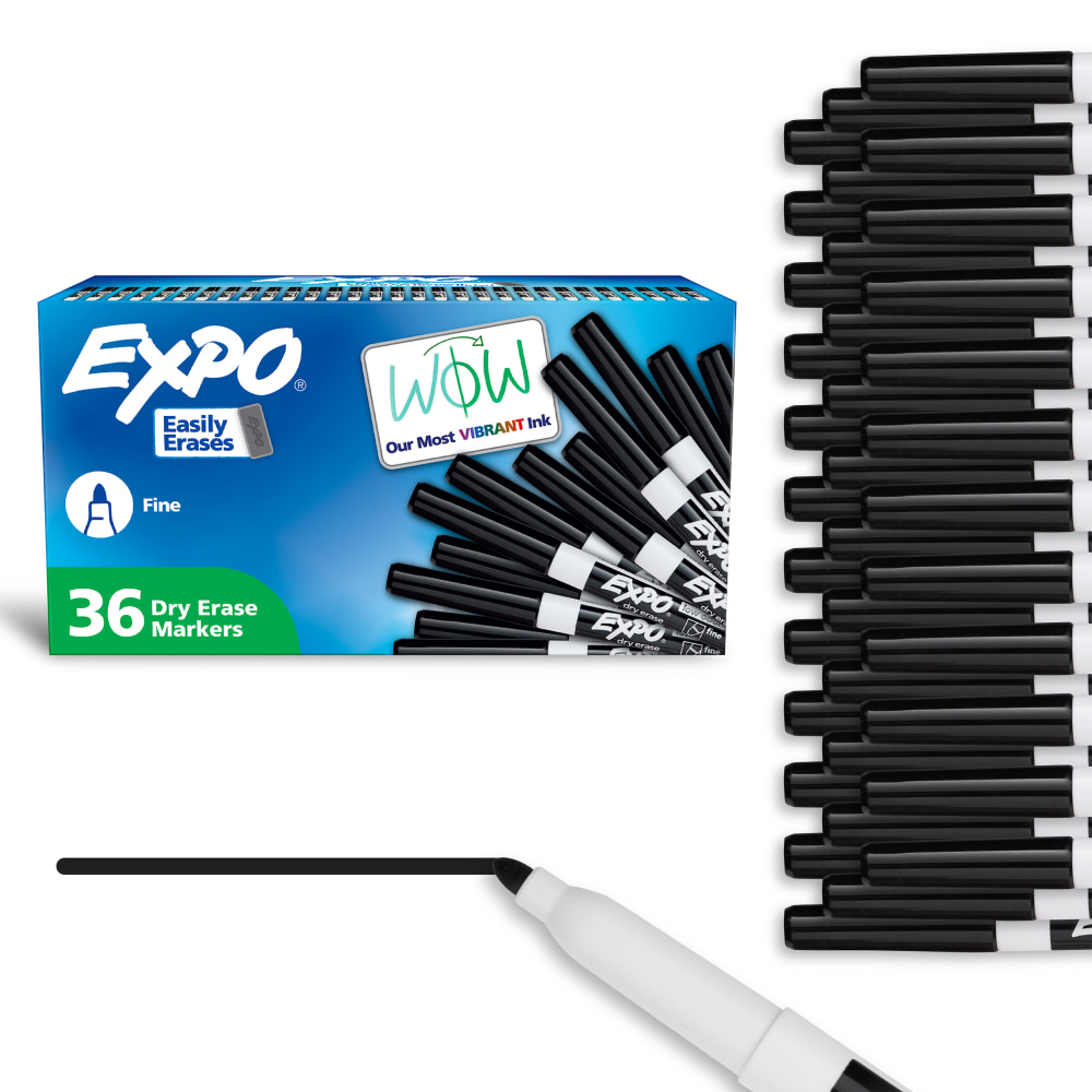 EXPO Chisel Tip Dry Erase Markers Black Pack Of 36 - Office Depot