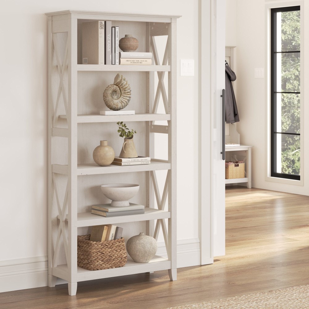 Sauder Vista Key 72 H 9 Shelf Bookcase Pearl OakBlaze Acacia