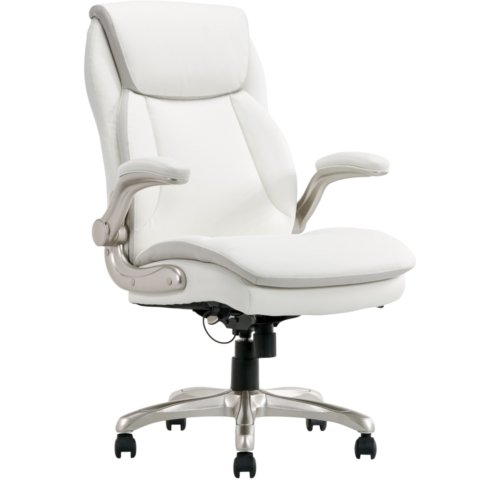 Realspace Cressfield Bonded Leather High Back Executive Office Chair BrownSilver BIFMA Compliant Office Depot