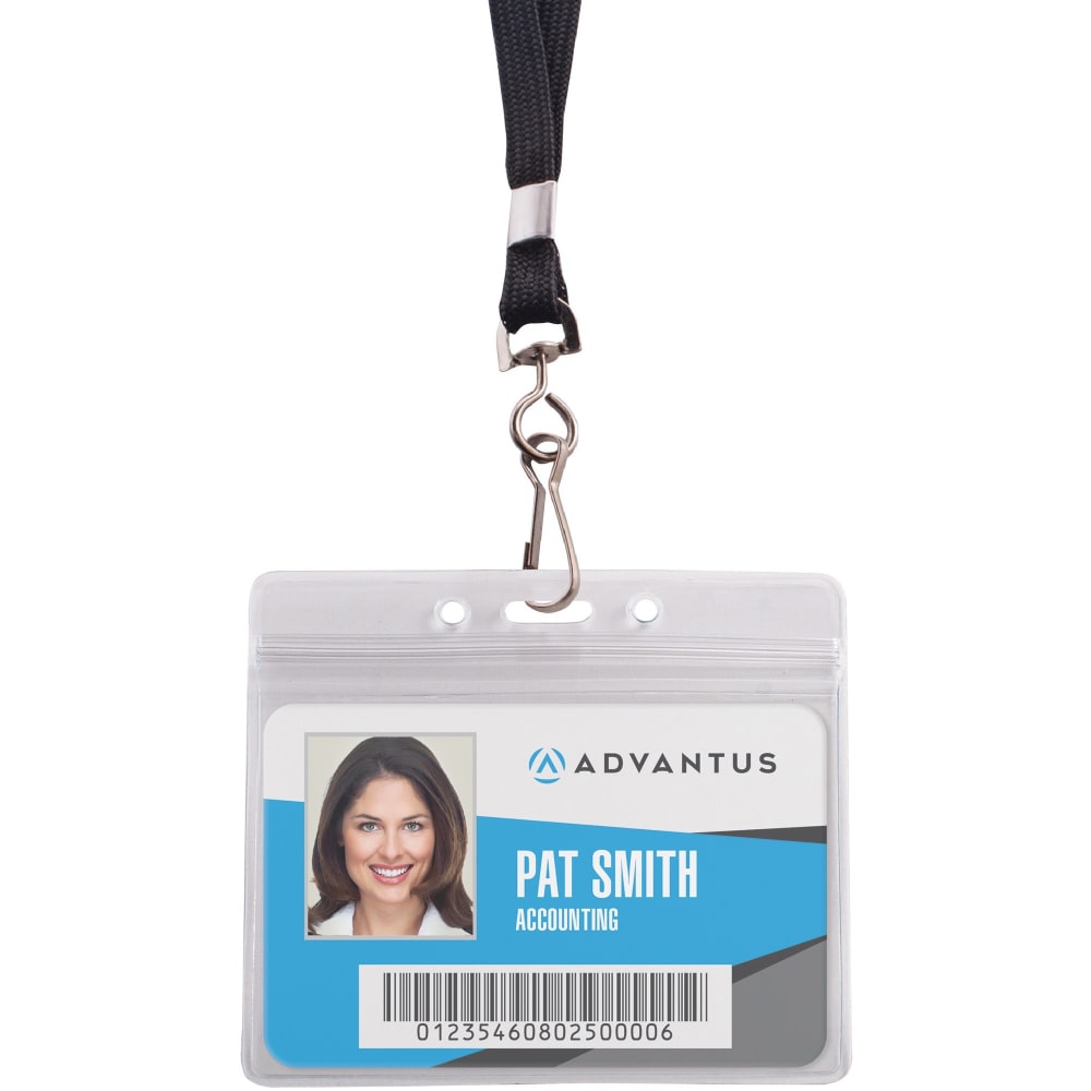 Advantus Deluxe Lanyard with J Hook Black Box of 24 - Office
