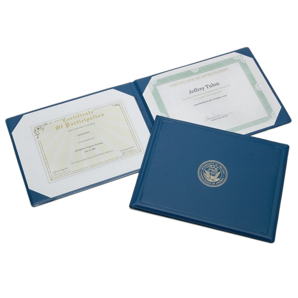 7510004822994 SKILCRAFT AWARD CERTIFICATE BINDER, 8 1/2 X 11, NAVY SEAL