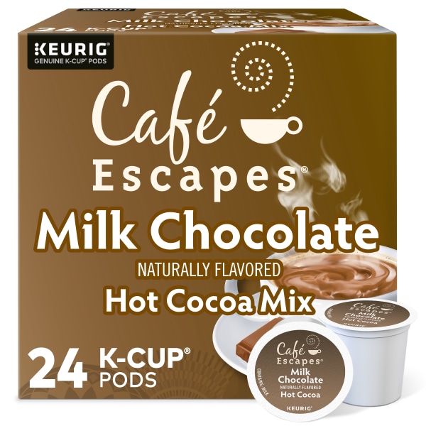 UPC 099555068016 product image for Cafe Escapes Caf Escapes Milk Chocolate Hot Cocoa Single Serve K Cup , Box Of 24 | upcitemdb.com