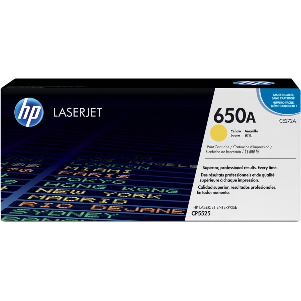 HP 650A Yellow Standard Yield Toner Cartridge, Prints Up to 15,000 Pages (CE272A) | Quill