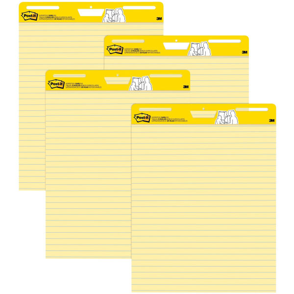 Post-it Self-Stick Easel Pads  25  x 30   Yellow Ruled  30-Sheets/Pad  4-Pads/Pk