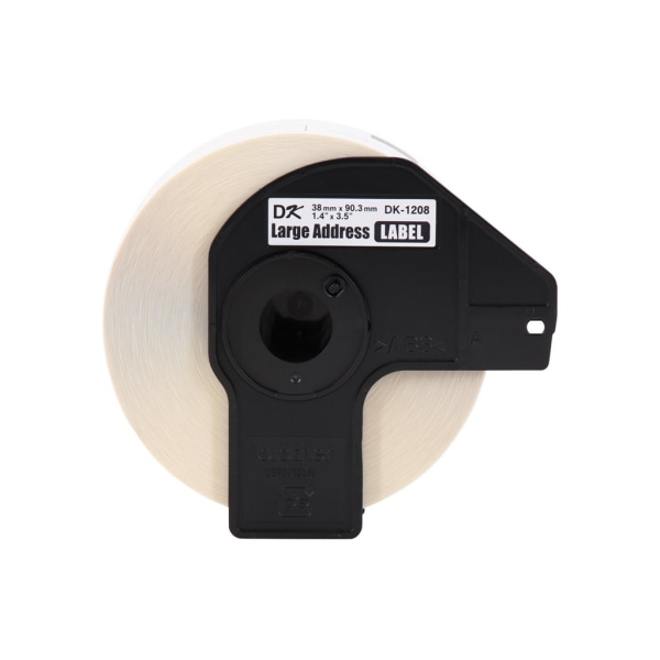 Brother DK-1208 Large Address Paper Labels, 3-1/2" x 1-4/10", Black on White, 400 Labels/Roll (DK-1208)
