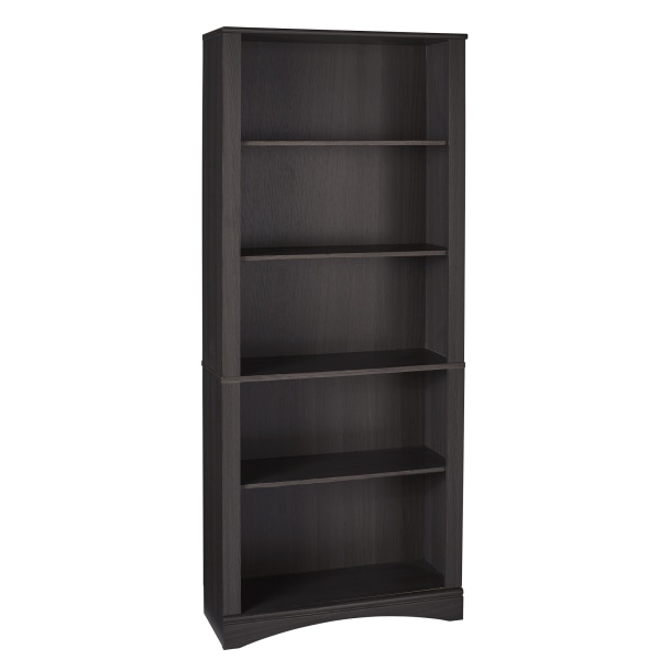 5 Shelf Bookcase Dark Gray, Black Wood Bookcase 5 Shelf