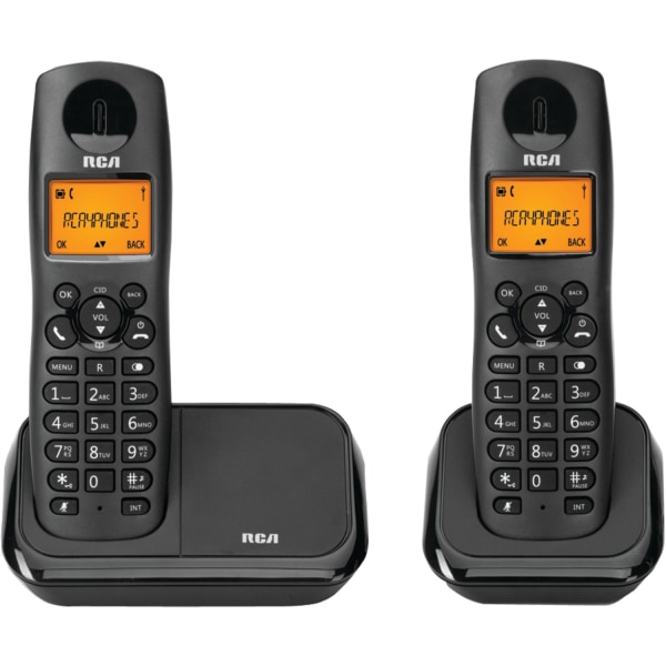 RCA 2161-2BKGA DECT 6.0 Cordless Phone - Black - 1 x Phone Line - 2 x Handset