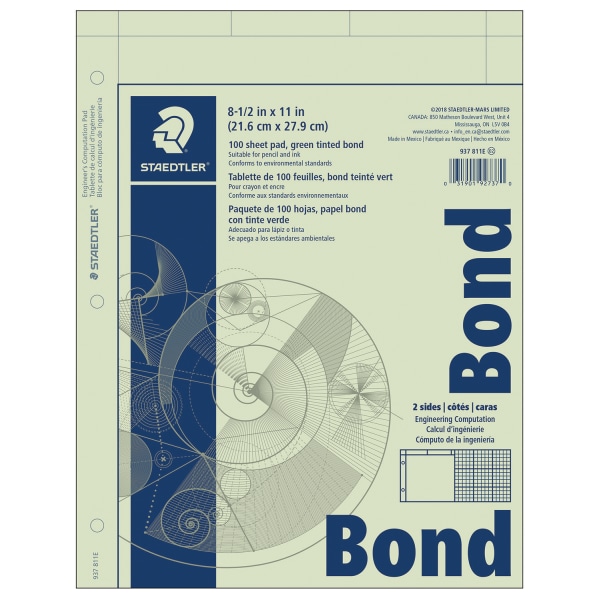 Staedtler® Engineering Computation Pad, 5 x 5 Grid, 100 Sheets