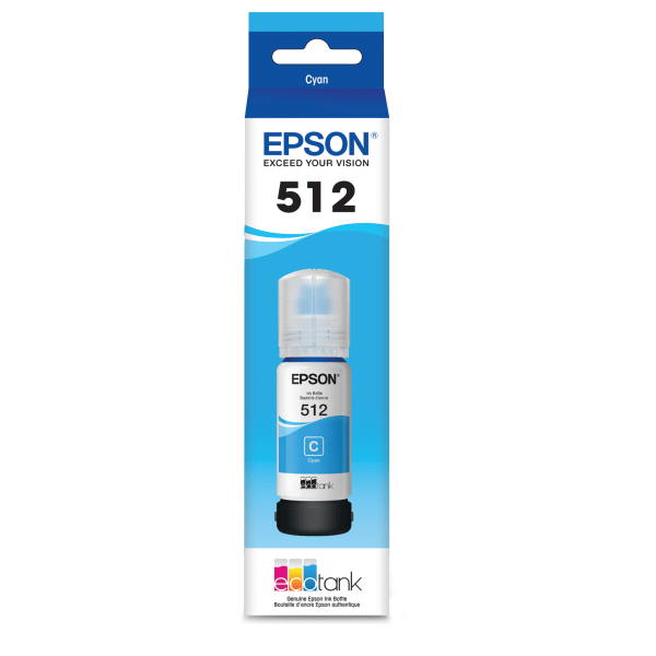 Epson 512 EcoTank High-Yield Cyan Ink Bottle, T512220-S