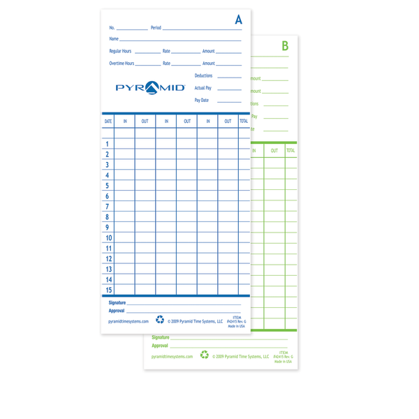 Authentic Time Cards () for Pyramid Models 2500, 2500K1, 2600, and 2650 Aligning Time Clocks, Double Sided Time Sheets (3 - Pyramid Time Systems 42415