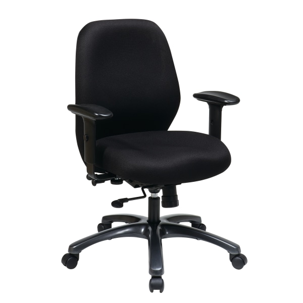 Office Star ProLine II Adjustable Ergonomic Fabric Executive Chair, Black - 54666-231 - Furniture Mid-back design features 2-to-1 synchro tilt for m sku 54666-231