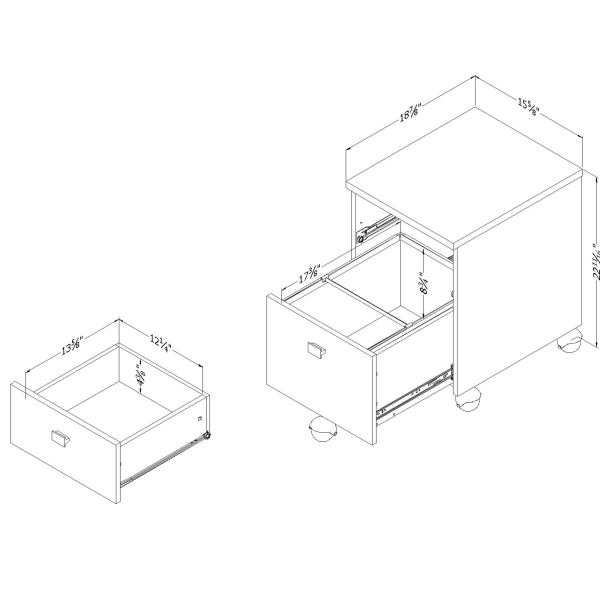 South Shore Interface 18 1 4 D Vertical 2 Drawer Mobile File Cabinet Gray Oak Zerbee