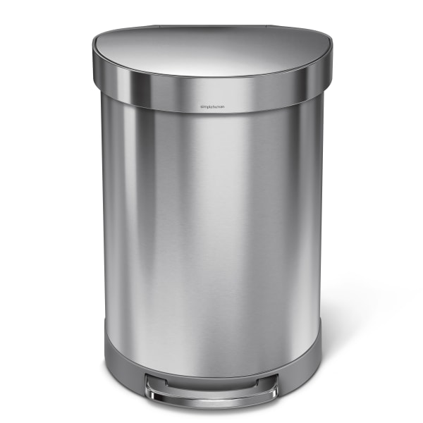 simplehuman 60L Semi-Round Liner Rim Kitchen Step Trash Can Stainless Steel