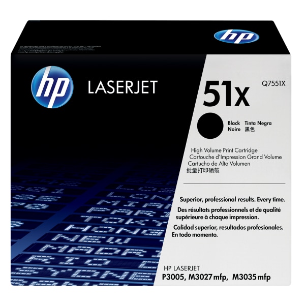 Hewlett-Packard Office Machine Supplies: Toner Cartridge, Black - Use w/ HP LaserJet M3027mfp Series & M3035mfp Series, P3005 | Part #HEWQ7551X