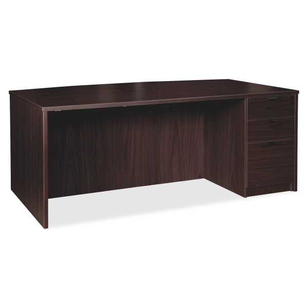 Lorell® Prominence 2.0 72""W Bow-Front Right-Pedestal Computer Desk, Espresso -  PD4272RSPES