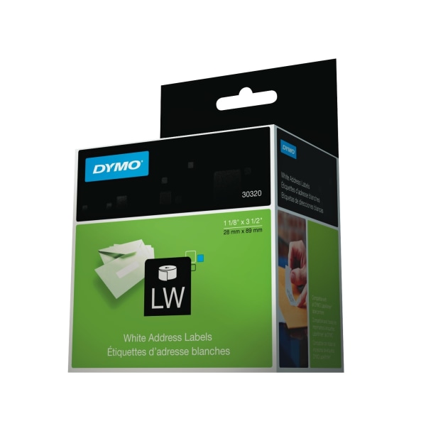 DYMO® LabelWriter Address Labels, 30320, 1" Core, 1.13" x 3.5", White, 260 Per Roll, Box Of 2 Rolls