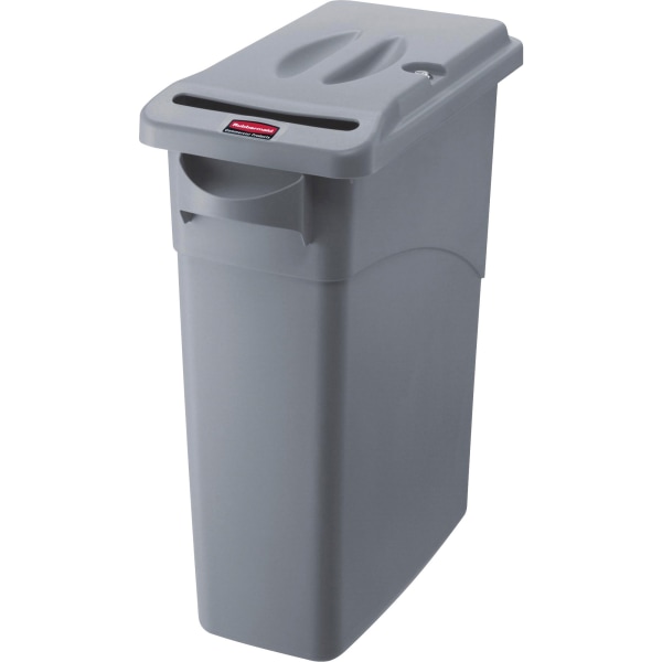 Rubbermaid Commercial Slim Jim Confidential Document Container w/Lid - External Dimensions: 11" Width x 22" Depth x 25" Height - 16 gal - Lid Lock Clo