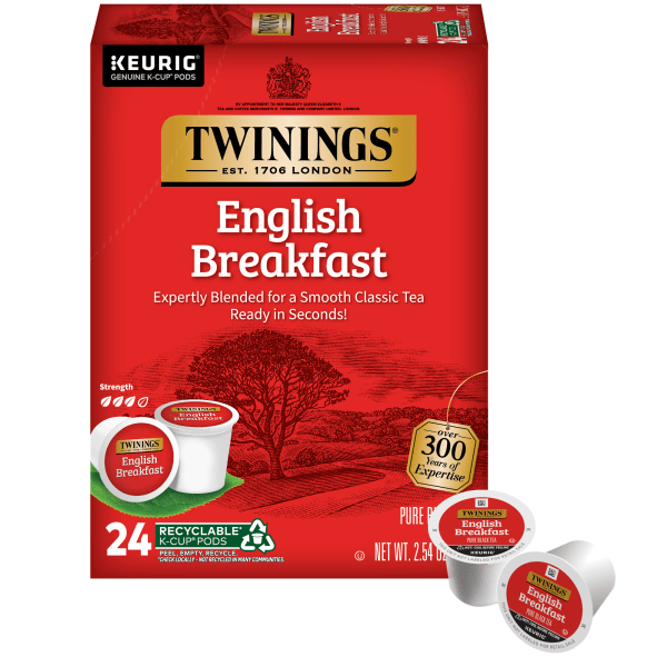 Twinings of London English Breakfast Tea, Keurig K-Cup Pods, 0.11 Oz, Box Of 24 - 8755 - Food, Beverages and Tobacco With Twinings tea cups, you can get the satisfying sku 8755