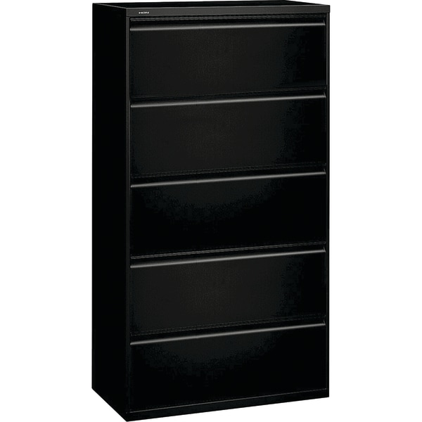 HON® 36"W x 19-1/4"D Lateral 5-Drawer File Cabinet With Lock, Black
