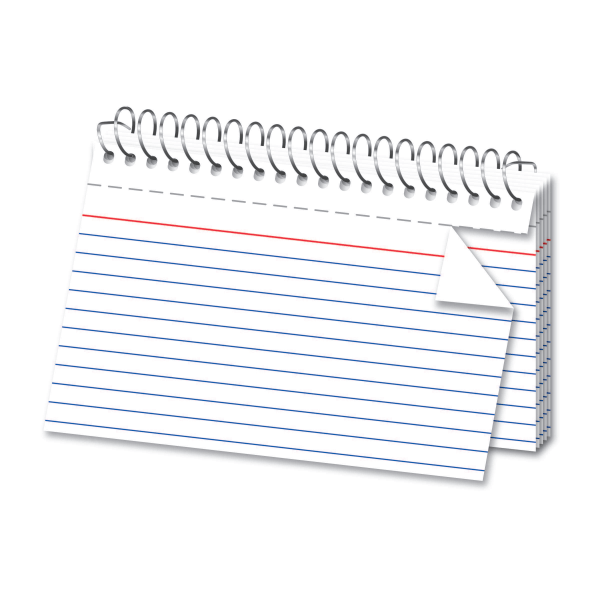 OfficeMax Spiral Ruled Index Cards, 4 x 6, White, Box Of 50