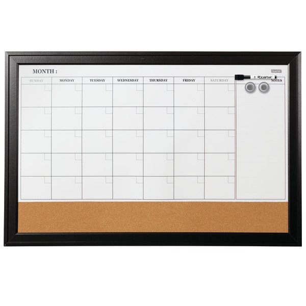 Quartet® Home Decor Magnetic Combination Dry-Erase Whiteboard/Calendar Board, 23" x 35", White