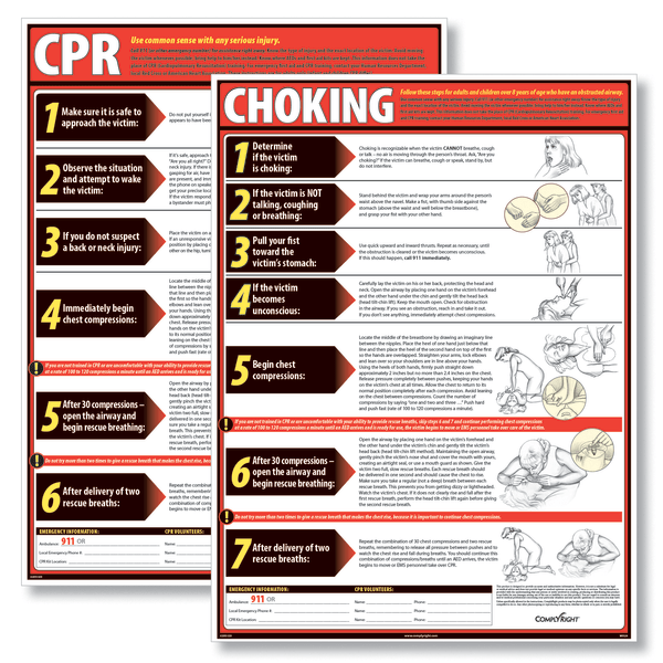ComplyRight� CPR And Choking Poster Bundle, English, 18" x 24", English