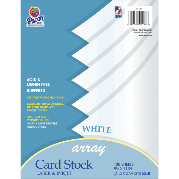 Card Stock, White, Letter (8.5" x 11"), 65 Lb, Pack Of 100