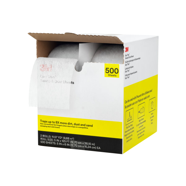 3M&trade; Easy Trap Duster Sweep And Dust Sheets, 5&quot; x 6&quot; x 125', 2 Rolls, 500 sheets MMM55655W
