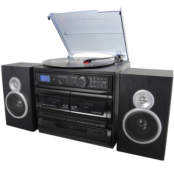 Trexonic 3-Speed Vinyl Turntable Home Stereo System, Black -  995104741M
