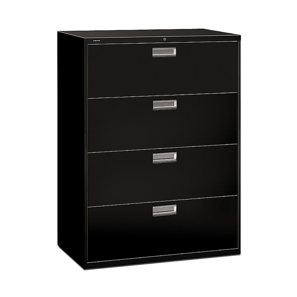 HON® Brigade® 600 20""D Lateral 4-Drawer File Cabinet, Black -  694L,P