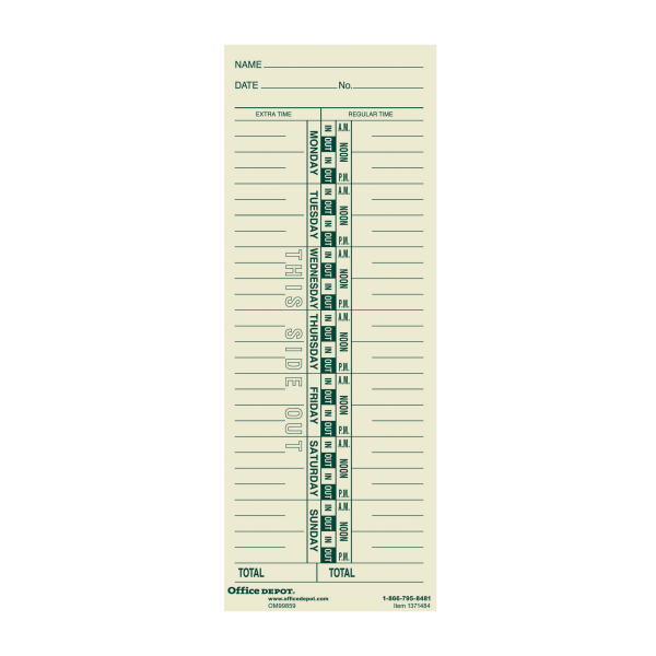 OfficeMax Single-Name Weekly Time Cards, Pack Of 200 - OM99859 - Office Supplies Help your employees quickly track their hours with sku OM99859