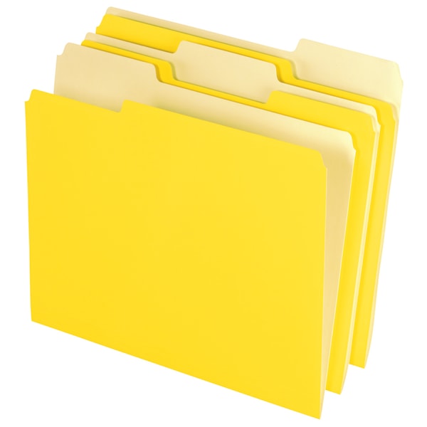 Office Depot? Brand File Folders, Letter Size, 1/3 Cut, Yellow, Box Of 100