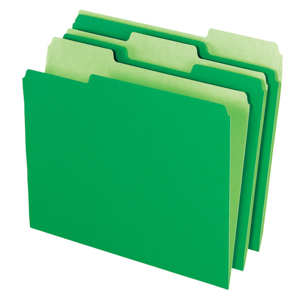 office depot® brand 2-tone file folders, 1/3 cut, letter size, bright green, box of 100