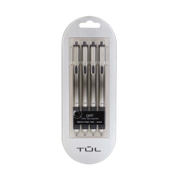 TUL GL Series Retractable Gel Pens, Needle Point, 0.7 mm, Silver Barrel, Black Ink, Pack Of 4 Pens - OM01892 - Office Supplies Jot down notes or work on creative pieces with the sku OM01892